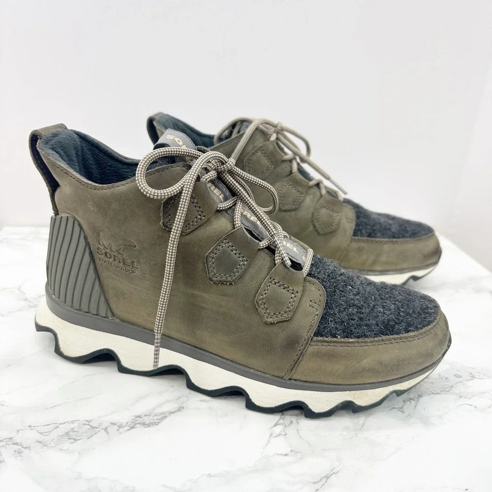 Sorel Kinetic Caribou Quarry Green Short Waterproof Boots Size‎ 8.5 Gorpcore